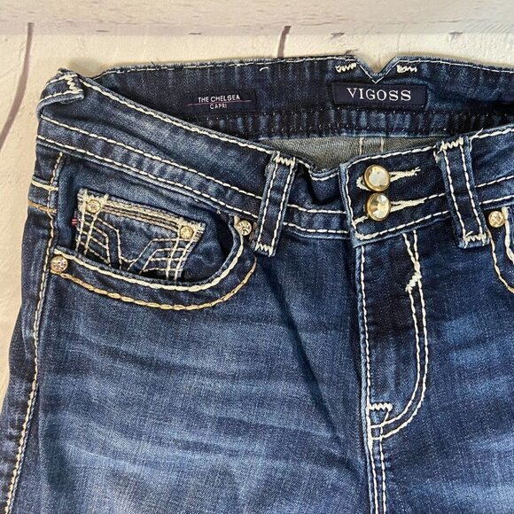 Vigoss The Chelsea Capri Jeans Women's Size 6 (29 x 22) Mid Rise Embellished - Picture 8 of 14